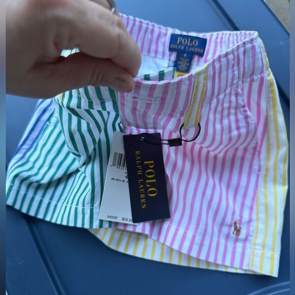 POLO RALPH LAUREN Fun Shirt Cotton Striped Shorts Girls Size 4 Multicolor - Picture 9 of 17